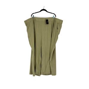 NWT Olive Green Stretch Linen Blend Wide Leg Cropped Pants - Size 6X